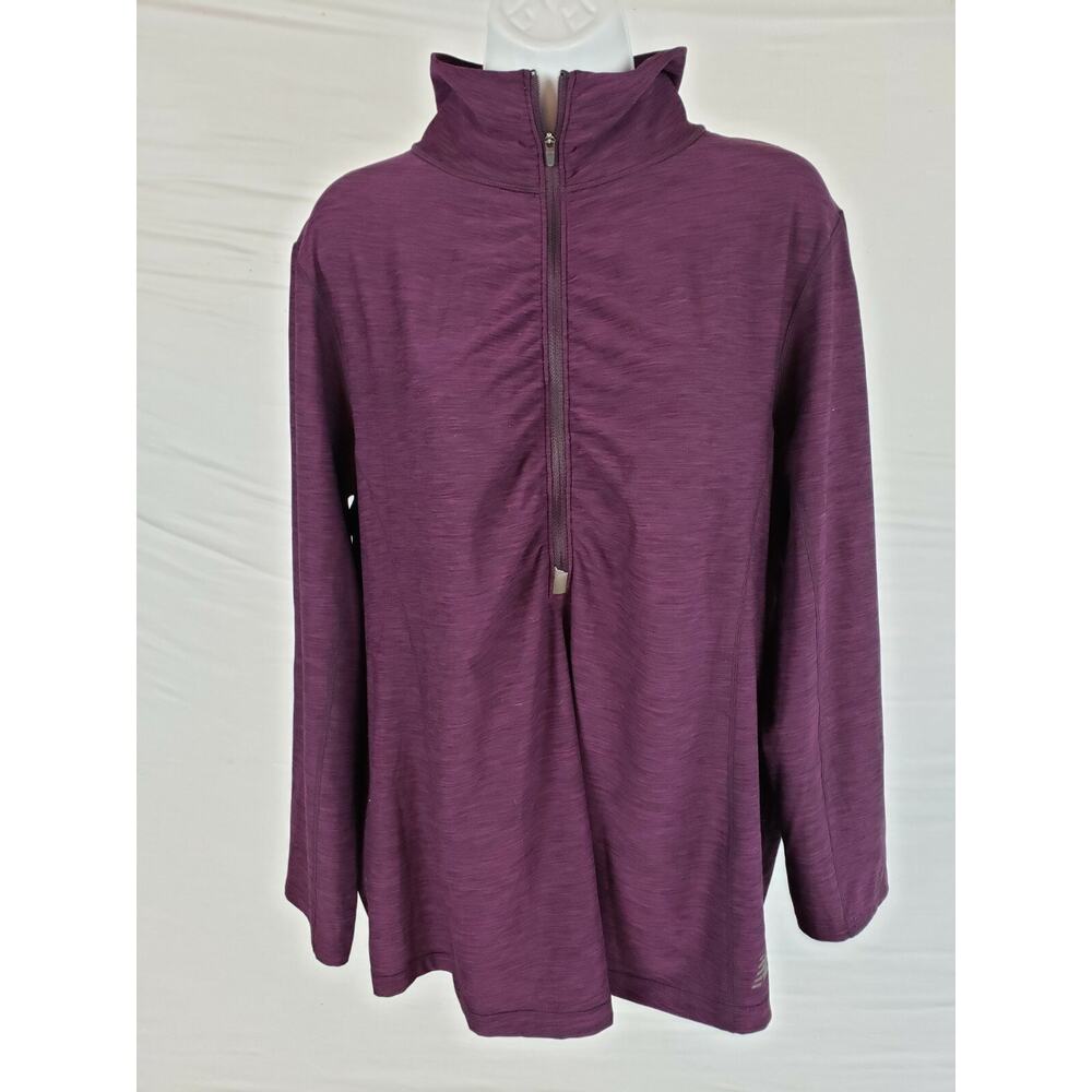 EUC New Balance Maroon Women's Half Zip Long Sleeve Athletic Shirt Sz 2XL